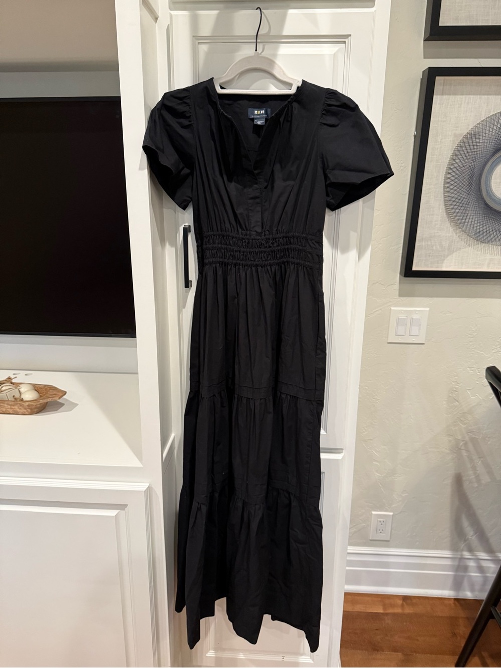 Anthropologie Black Maxi Dress with Puff Sleeves